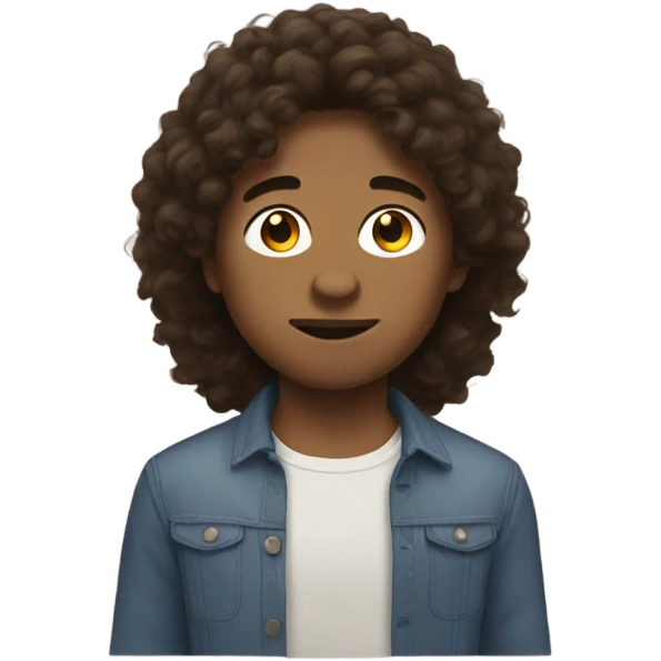 boy with bushy small lips and brunette fluffy hair  emoji