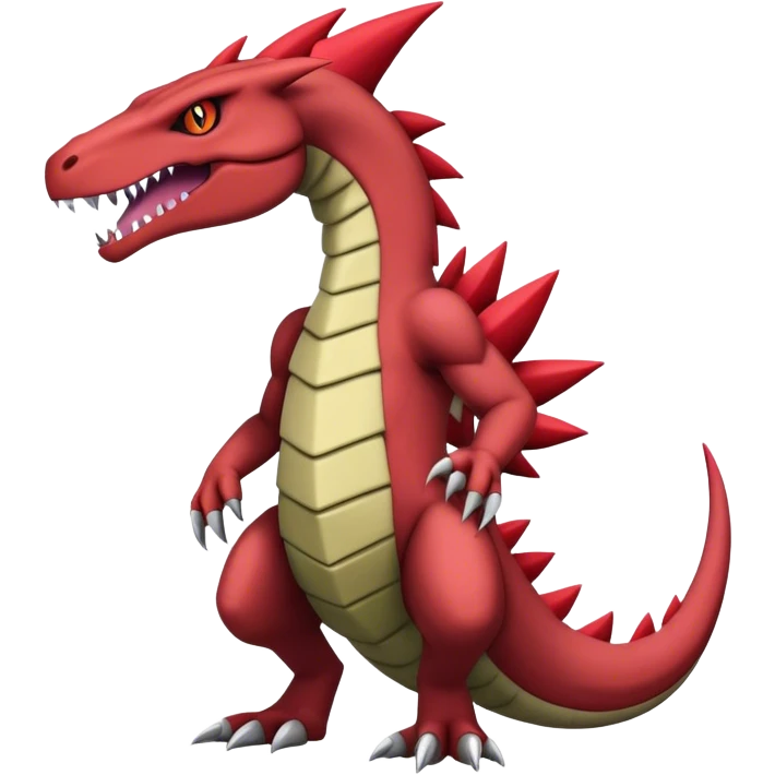 Badass cool edgy salazzle-Guilmon-tyranitar-hybrid, full body emoji