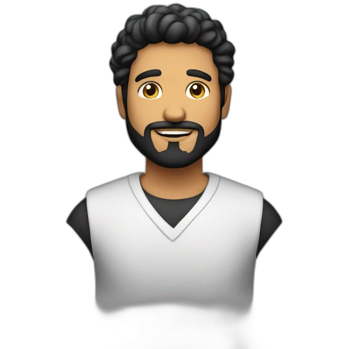 Hombre latino meztizo calvo y con barba negra negra emoji