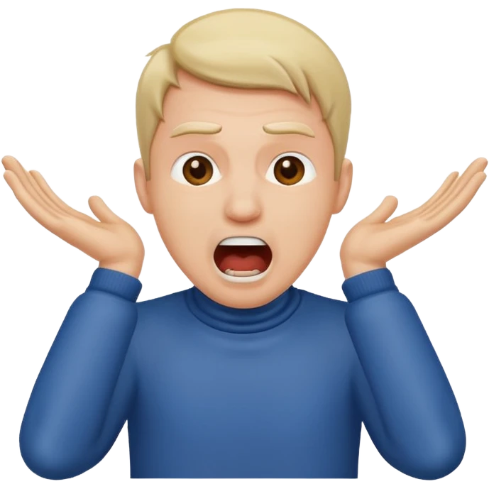 Man has his hands around his neck screaming emoji