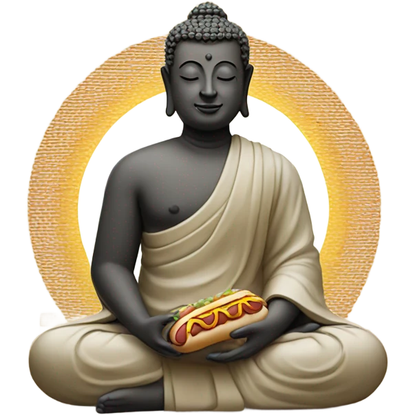 buddha eating a hot dog emoji