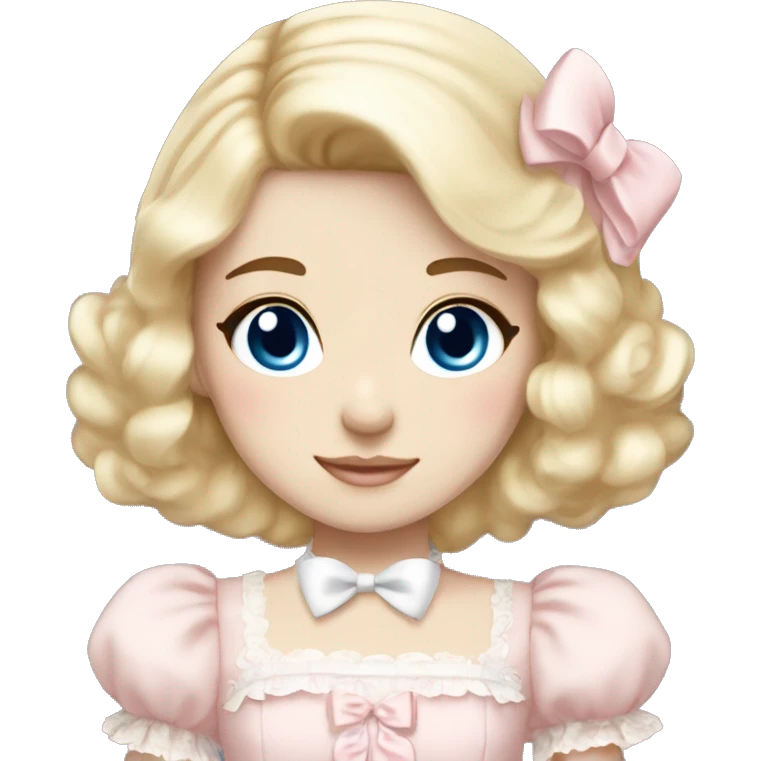 sweet lolita blond hair blue eyes white skin light pink dress emoji