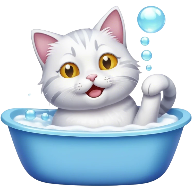 Cat taking a bubble bath emoji