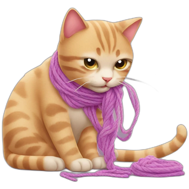 Cat puking and playing with yarn emoji
