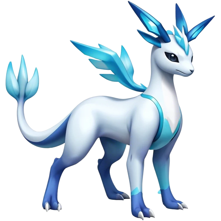 Futuristic Lugia-Suicune-Glaceon-hybrid, full body  emoji