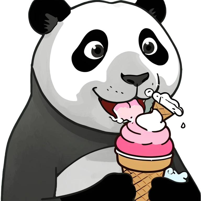 Panda eating ice cream emoji