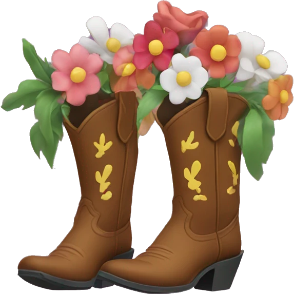 cowboy boots with flowers growing out emoji
