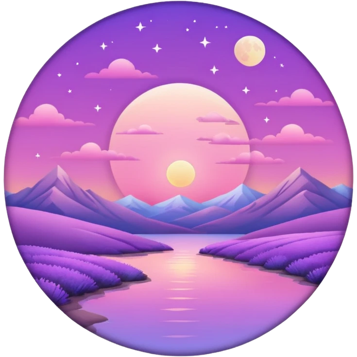 Shiny pastel rose-pink-lavender-violent-gradient moon sunset aesthetic realistic real life scenery landscape emoji