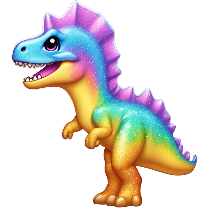 Lisa frank glitter pretty water dinosaur with fins emoji