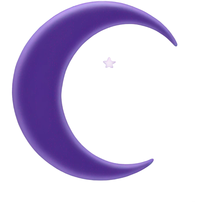 Violet crescent moon against a background of pastel purple clouds  emoji
