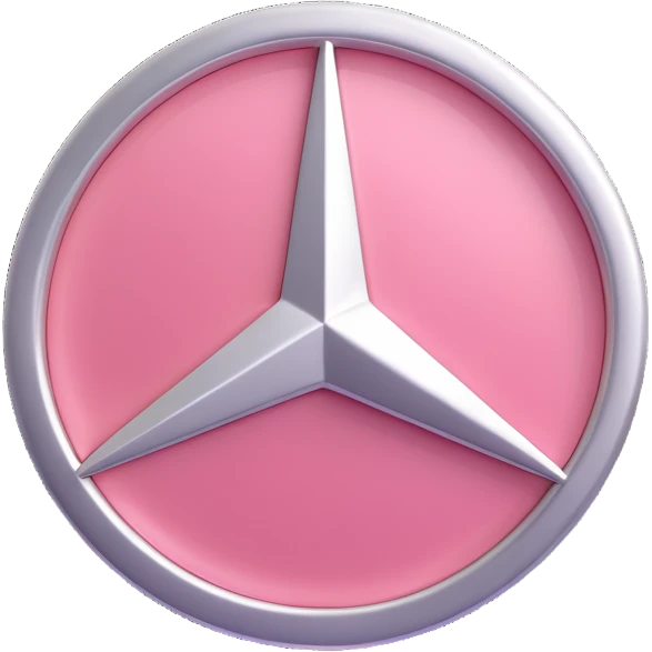 3D Mercedes-Benz logo in light pink, realistic, glossy finish emoji