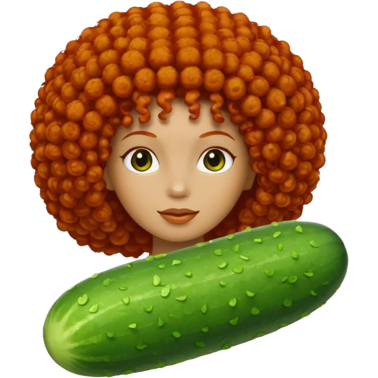 cucumber with only redhead afro hair on it without woman face emoji