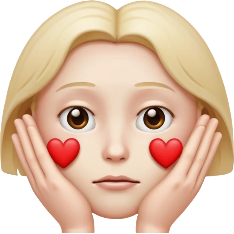 A regular face emoji with sad eyes and hands that form a heart emoji