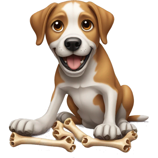 dog eating bones emoji