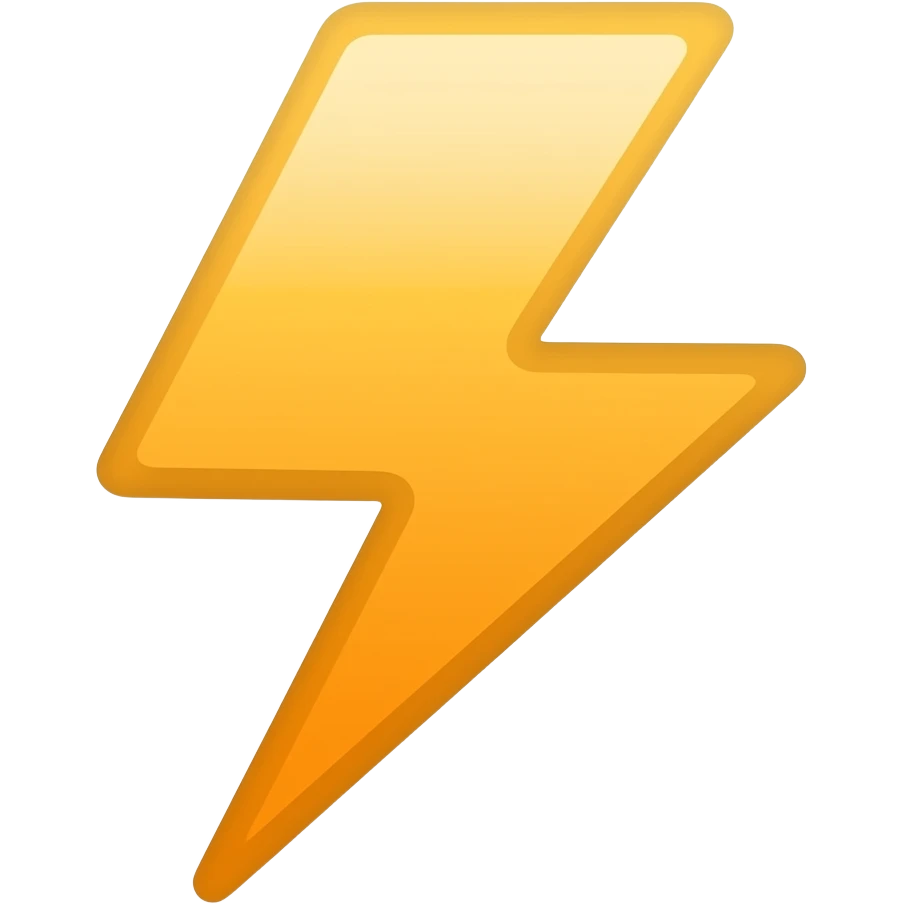 Minimalist flat design icon of a lightning bolt combined with a forward motion arrow, representing speed and efficiency, clean modern style, soft gradient (yellow and orange), no text emoji