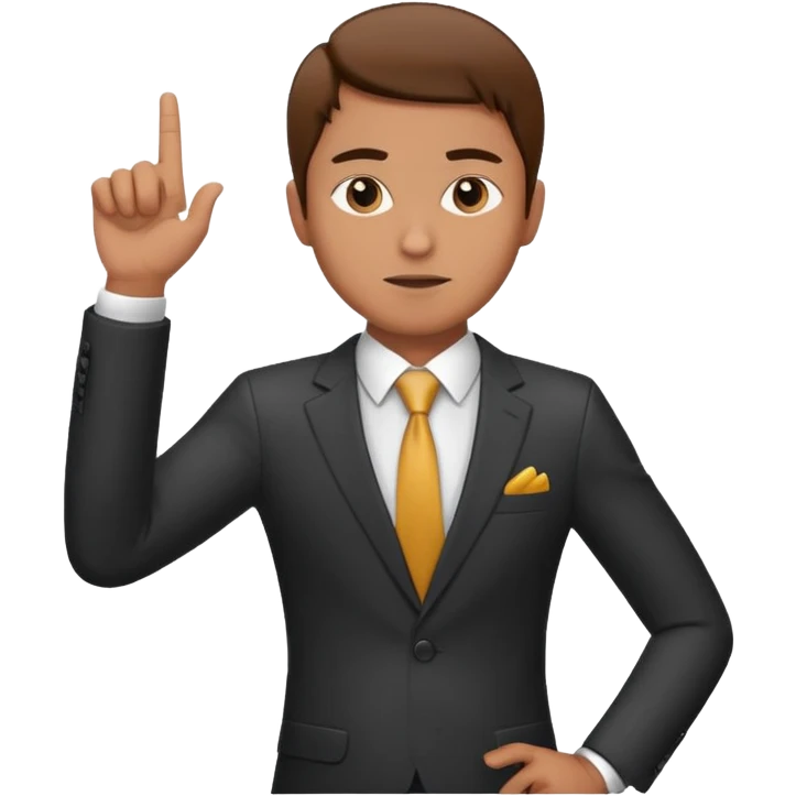 business client raising his hand with one finger only to say that he wants to make a request emoji