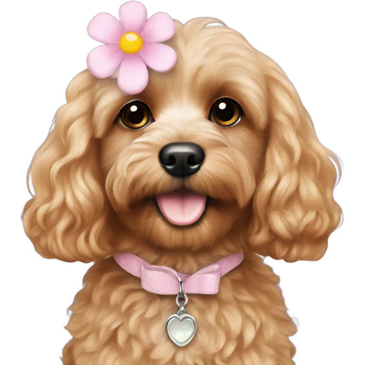  Cavapoo with light pink flower  emoji