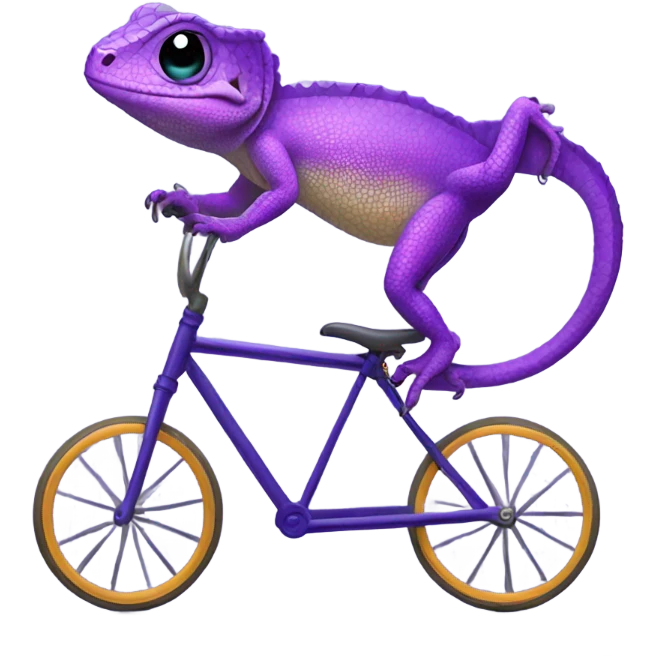 Purple lizard on a unicycle emoji