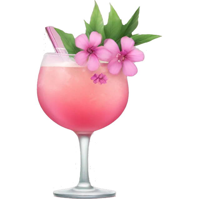 Cocktail with pink flowers emoji