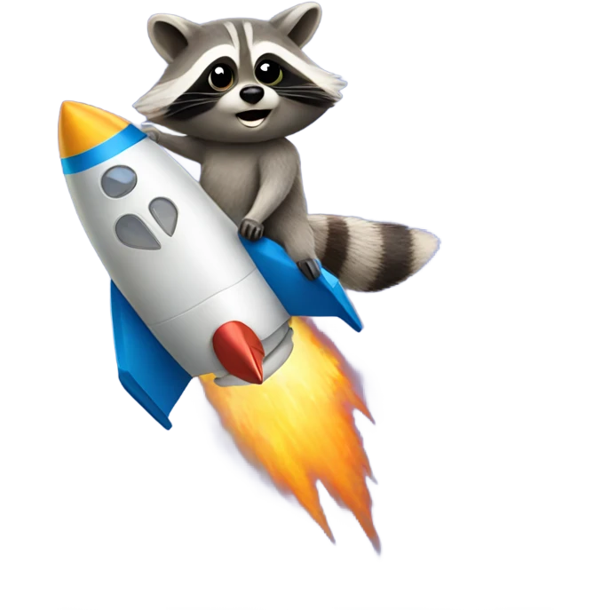 Raccoon riding a rocket ship  emoji