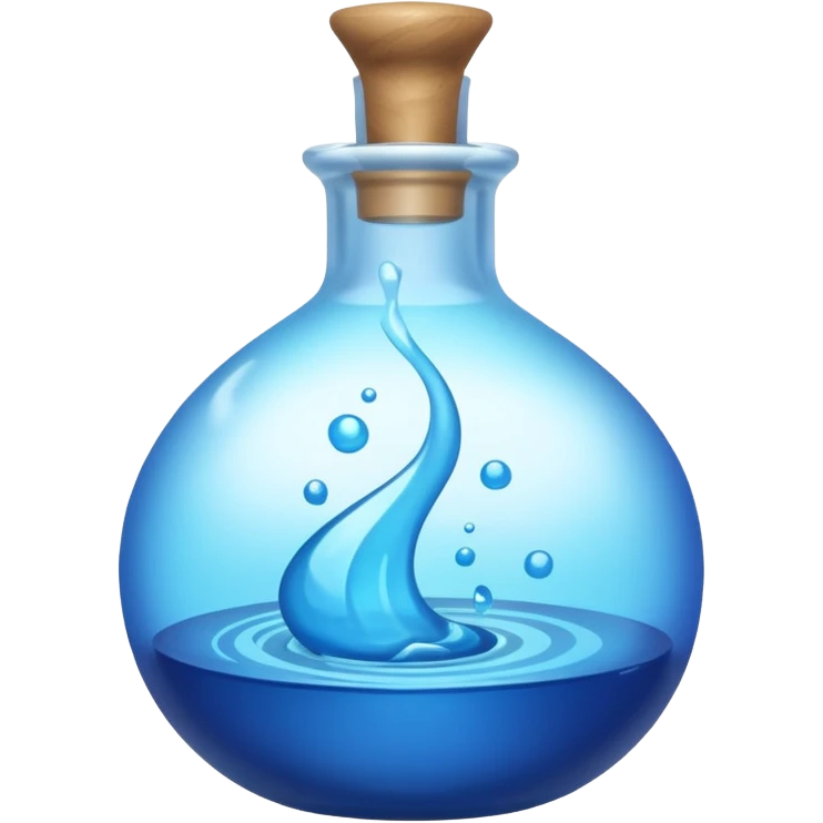 FANTASY MAGIC MANA BLUE POTION TILTED TO THE LEFT IN A CIRCLE BOTTLE emoji