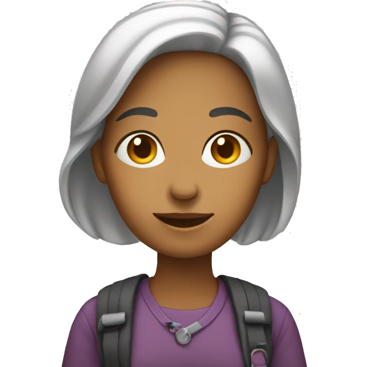 woman sitting waiting with a smile emoji