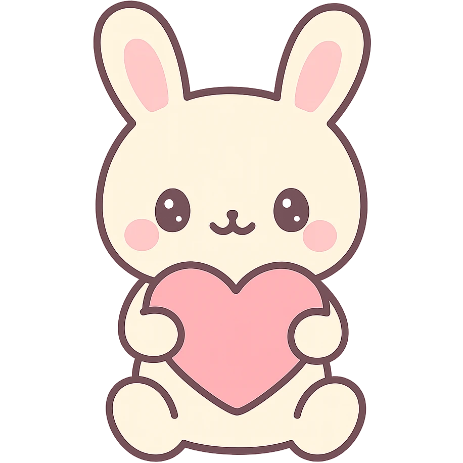 cute bunny holding a heart, kawaii style emoji