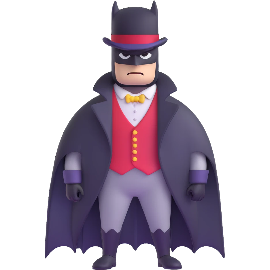 Batman wearing Victorian era clothes with top hat and coat emoji