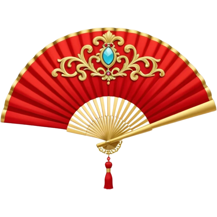 rococó fan rojo con dorado emoji