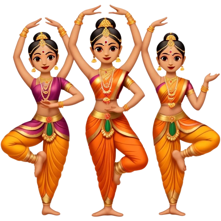 cinematic-realistic-bharatanatyam-dance-emoji,-depicted-as-an-elegant-classical-indian-dance-performance-with-graceful-poses,-intricate-costumes,-and-expressive-hand-gestures,-rendered-with-rich-textures-and-warm-dramatic-lighting emoji