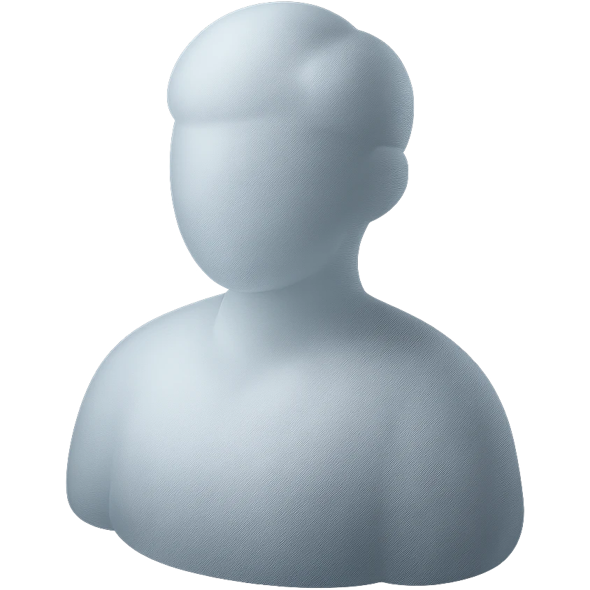 person looking straight, shoulders up, body and head made of white fluffy convex clouds, matte glass style, no background emoji
