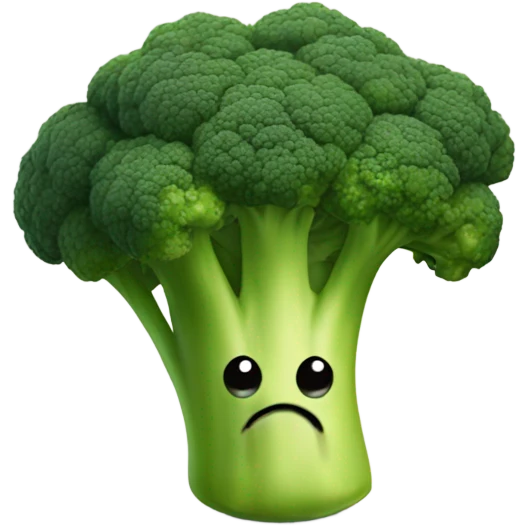 A broccoli with sad eyes and a trembling lip looks upset, as if saying goodbye. emoji