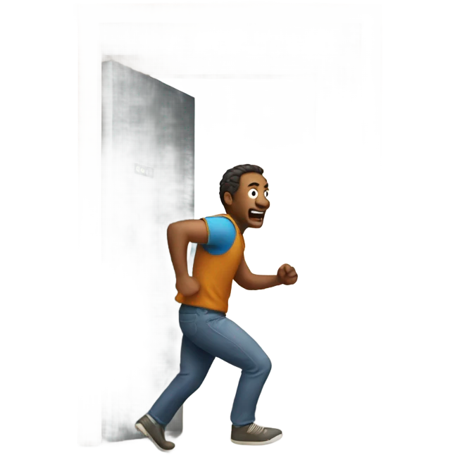 man running out a door emoji