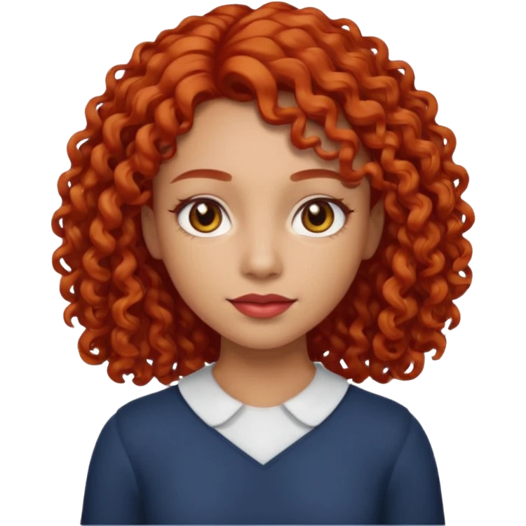 Light skin emoji girl with light brown eyes and shoulder length curly red hair  emoji
