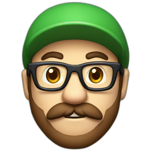 Super Mario with glasses and beard emoji