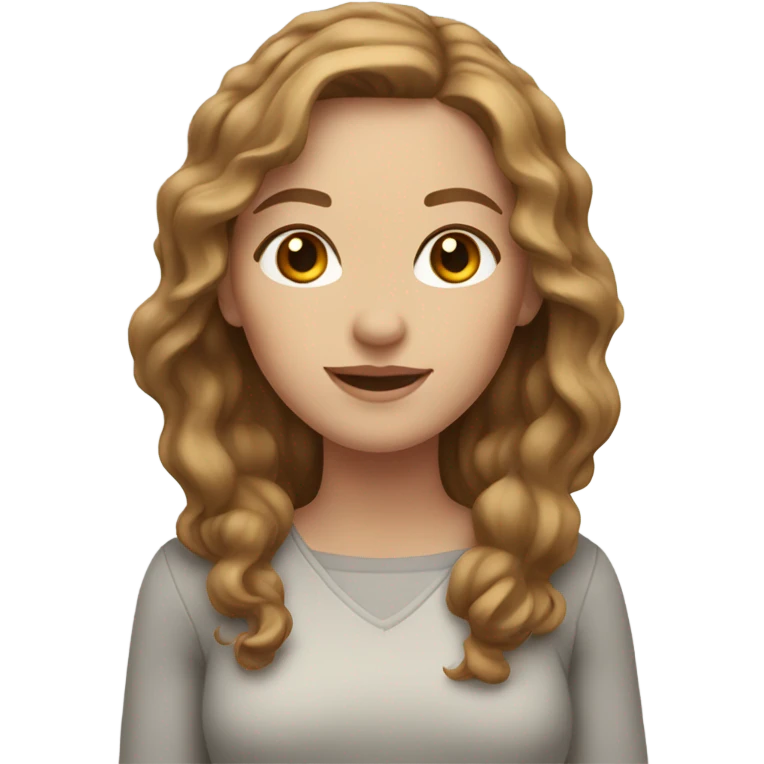 White Woman with wavy light brown hair and brown eyes emoji