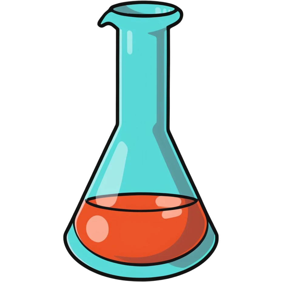 Chemistry beaker with periodic table elements emoji