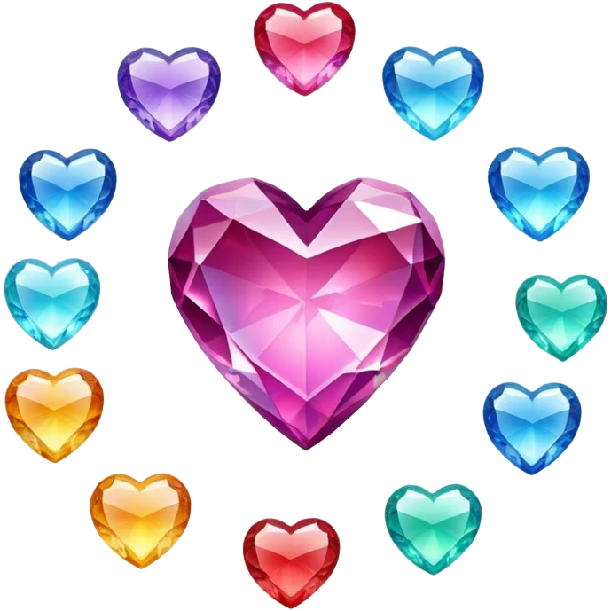 Every color of cut crystal heart emojis emoji
