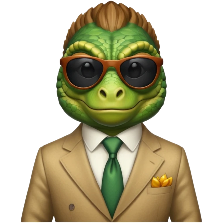 capitalist iguana banker godfather with black sunglasses emoji