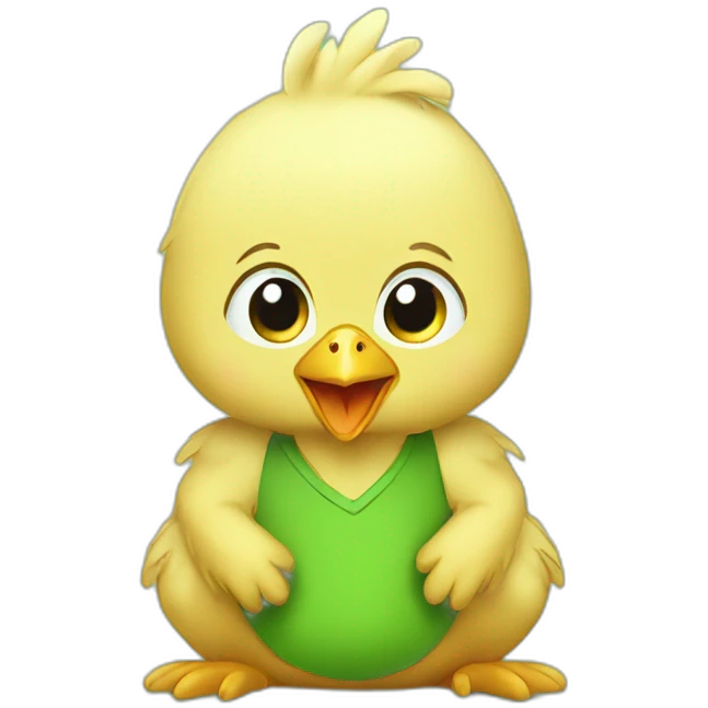 chicken baby using green shirt emoji