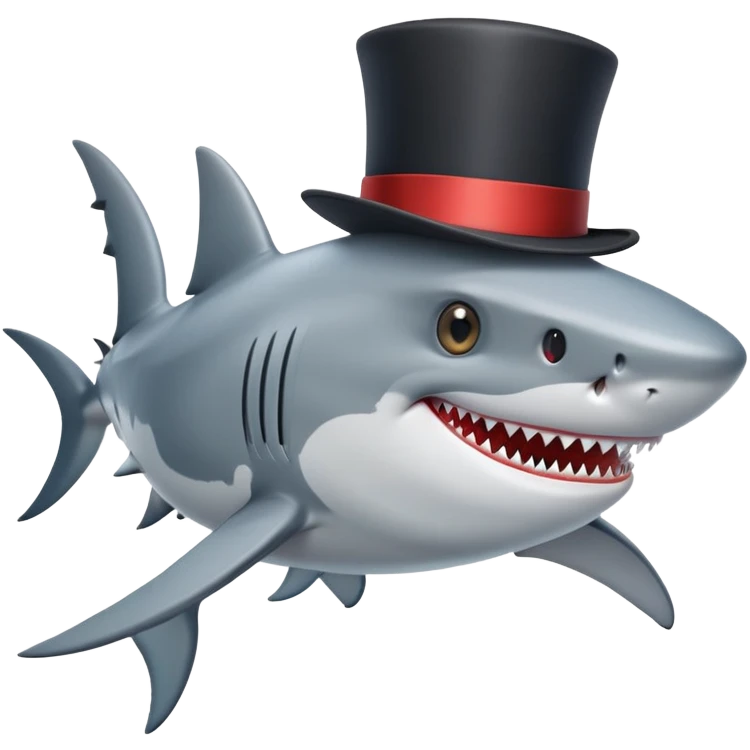 Shark with a top hat emoji