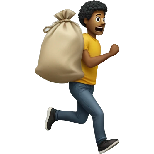 someone running away with a bag of money emoji
