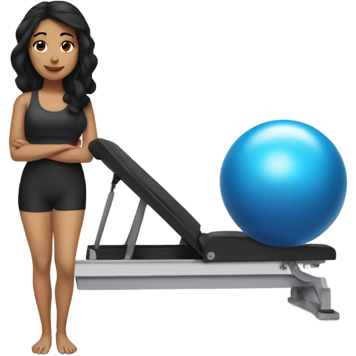 Pilates girl, black hair  emoji