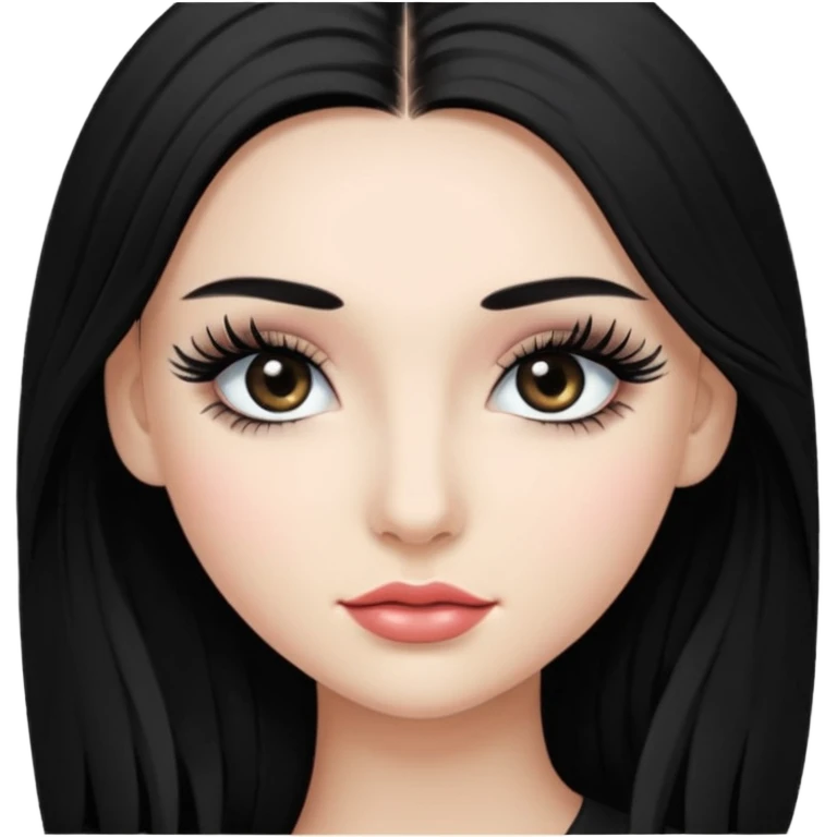 ragazza truccata con le ciglia finte con i capelli neri lunghi emoji