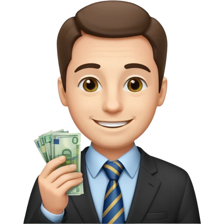 AN UNCLE with a tie in business clothes and with euro money
 emoji