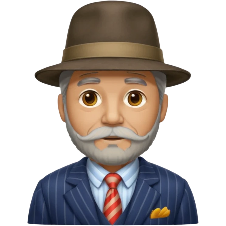old weighted man with striped suit and felt hat emoji