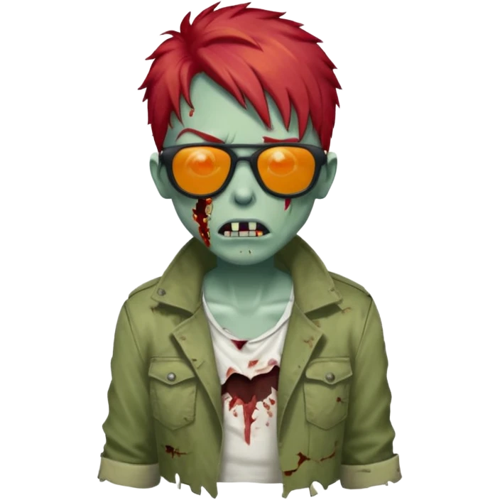 Zombie ponda with red hair and sun glasses face emoji