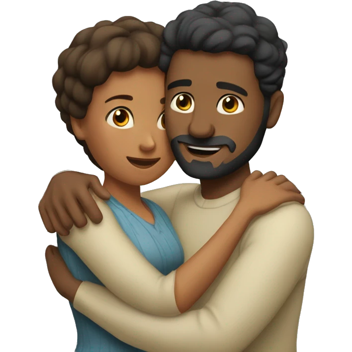 A man huggings with his wife emoji