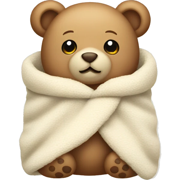 cute teddy bear cozy in vanilla blanket emoji