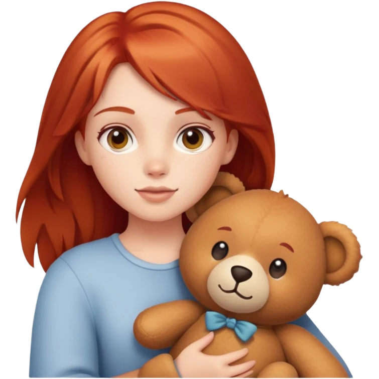 The red-haired girl holding a teddy bear emoji